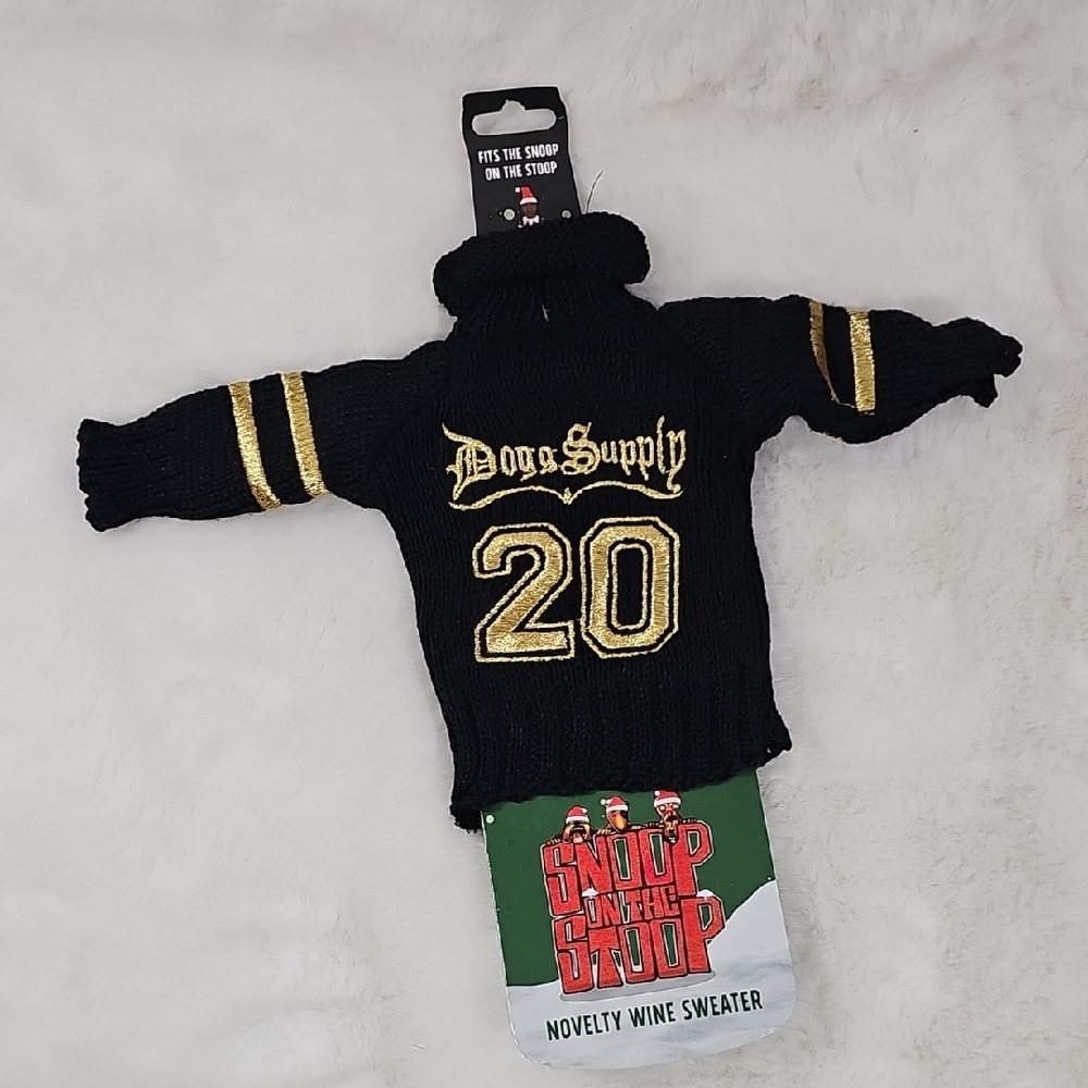 Snoop On The Stoop Black Novelty Wine Sweater
